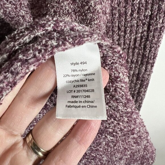 Barefoot Dreams Cozychic Lite Montecito Cardi Cardigan Wrap Heathered‎ Plum Sz M - Picture 10 of 12